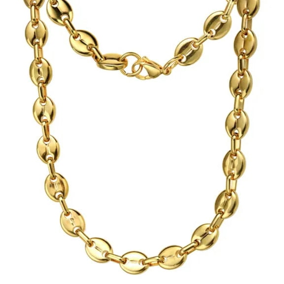 QQTDFG 7/9/11mm Fashion Women Mens Chain 316L Stainless Steel Coffee Bead Link Necklace-Gold-7mm-8inch bracelet