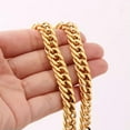 thumbnail image 1 of QQTDFG 8/10/12/14/16/18mm Heavy 18K Gold Tone Stainless Steel Mens Chain Curb Necklace-10mm-7 inch bracelet, 1 of 5