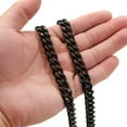 thumbnail image 1 of QQTDFG 8-19mm Polished Black Plated Stainless Steel Cuban Curb Chain Necklace Bracelet-Black-10mm-16inch or 40cm, 1 of 5