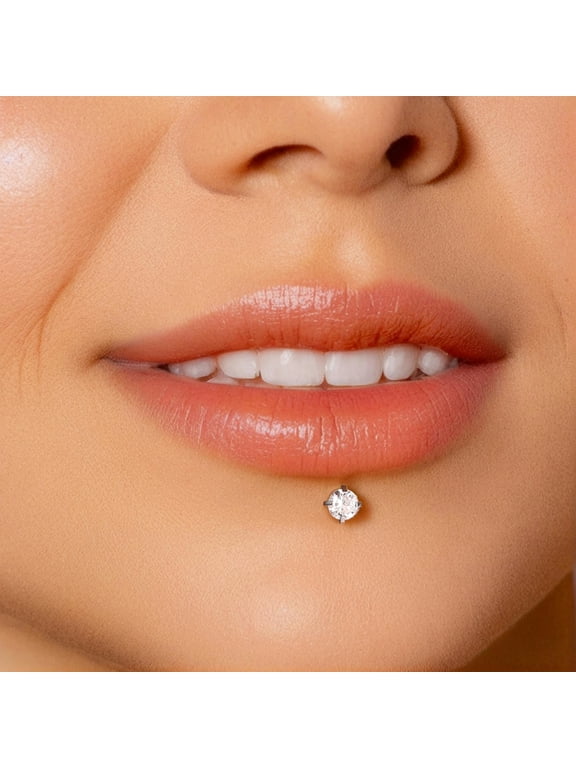 8Pcs/Lot Surgical Steel Labret Stud Helix Tragus Monroe Lip Ring Medusa Piercing-Round CZ-White