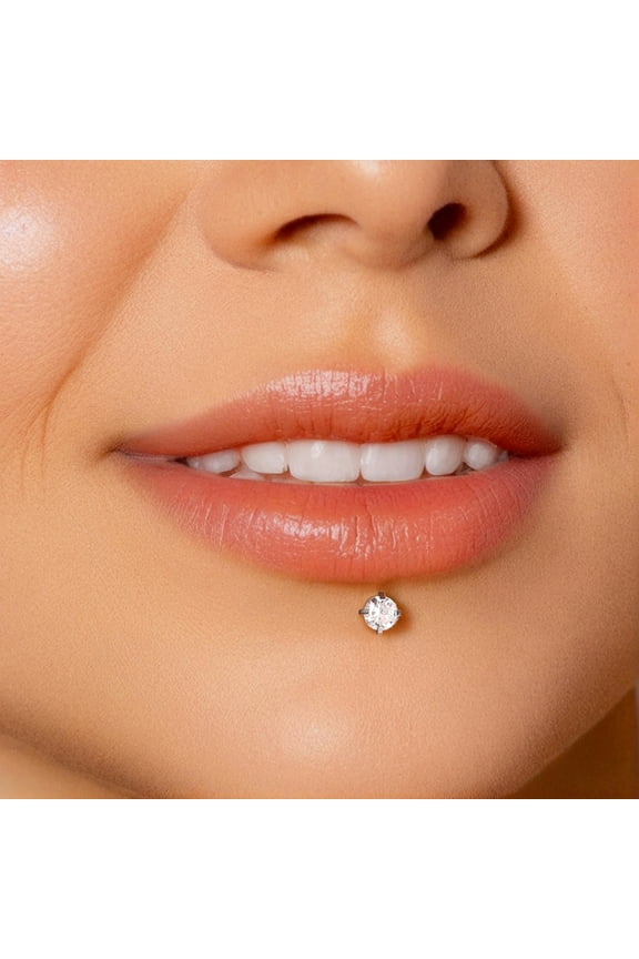 8Pcs/Lot Surgical Steel Labret Stud Helix Tragus Monroe Lip Ring Medusa Piercing-Round CZ-White