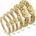 thumbnail image 1 of QQTDFG 8mm-18mm Fashion Women Mens Chain 316L Stainless Steel Miami Curb Link Bracelet-Gold-8mm wide-9 inch, 1 of 7