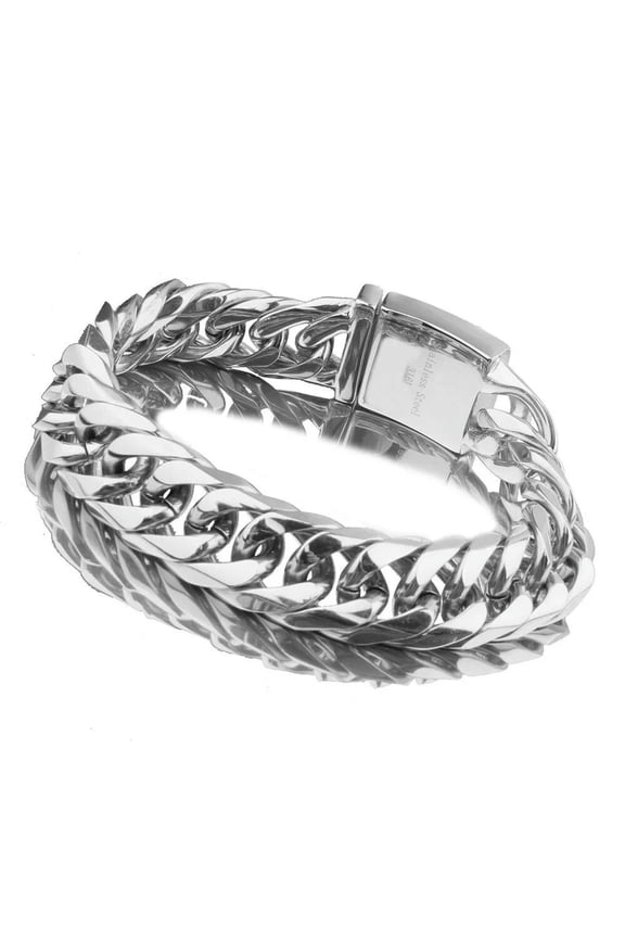 9" 16mm Curb Cuban Rombo Link Bracelet Men Boy 316L Stainless Steel Chain Bangle-default