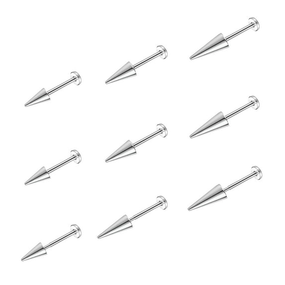 QQTDFG 9 Pcs/Lot 16G Stainless Steel Lip Studs Spike Labret Studs Helix Tragus Piercing-8mm-9pcs