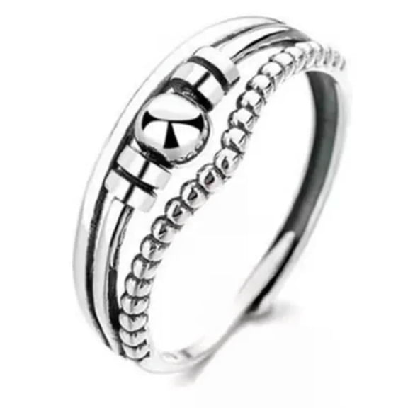 QQTDFG 925 Silver Adjustable Anxiety Ring Women Relieve Fidget Worry Meditation Jewelry-#5