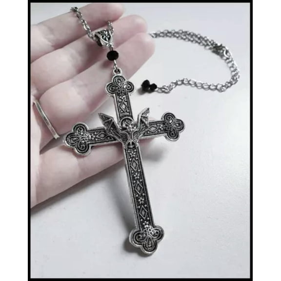 QQTDFG 925 Silver Cross Pendant Necklace Women Men's Party Band Jewelry Gift-#3