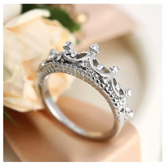 QQTDFG 925 Silver Crown Cubic Zirconia Ring Women Wedding Rings Jewelry Gifts Size 6-10-#3-6