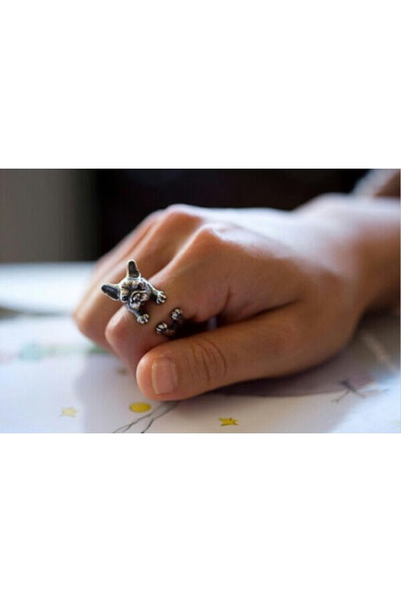 925 Silver Cute Cat Kitty Adjustable Rings Women Party Band Punk Jewelry Gifts-Adjustable-#5