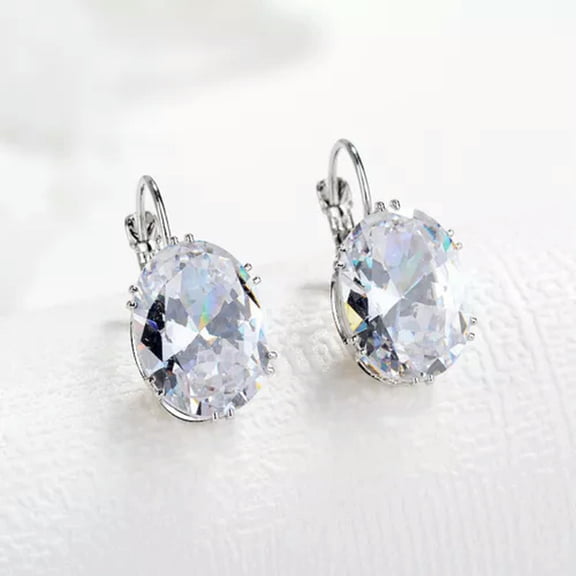 QQTDFG 925 Silver Drop Earrings Cute Women Jewelry 5 Color Cubic Zirconia Earrings-White