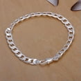 thumbnail image 1 of QQTDFG 925 Silver Fashion Jewelry Men Chain Women Bracelet Chain 8inch HY033-1-6MM Flat Sideways Bracelet-H245, 1 of 2