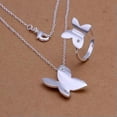 thumbnail image 1 of QQTDFG 925 Silver Fashion Jewelry Rose Flower Women Necklace Bracelet Earrings Ring Set-Butterfly-S348, 1 of 2
