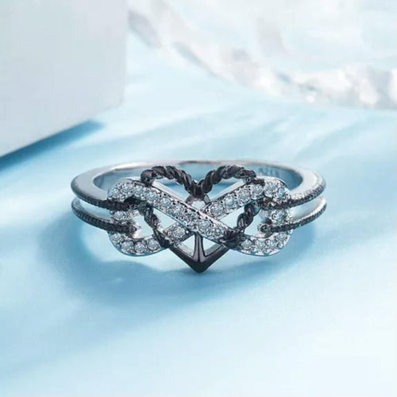 QQTDFG 925 Silver Filled Heart Shape Cubic Zircon Women Wedding Jewelry Ring Sz 6-10-#2-8