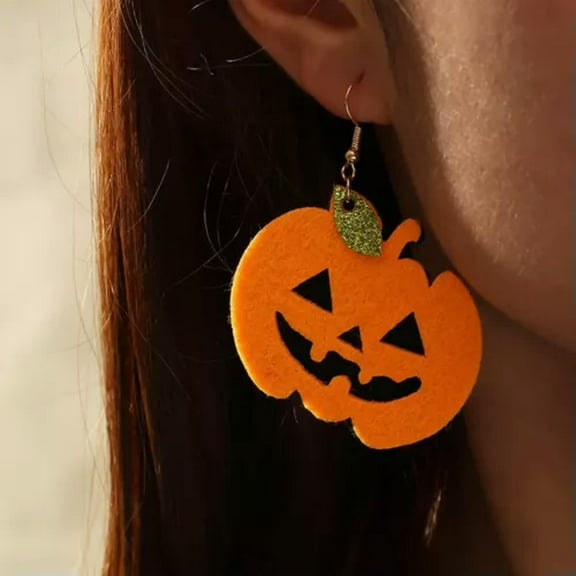 QQTDFG 925 Silver Halloween Pumpkin Drop Dangle Earrings Crystal Stud Party Jewelry-#4