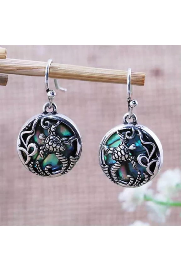 925 Silver Opal Turtle Earrings Wedding Zirconia Dangle Drop Ear Hook Jewelry-#1