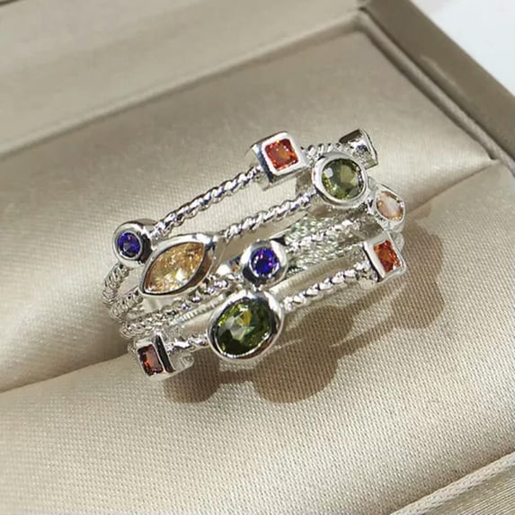 QQTDFG 925 Silver Rings Women Cubic Zirconia Jewelry Elegant Wedding Ring Gift Size6-10-#6-8