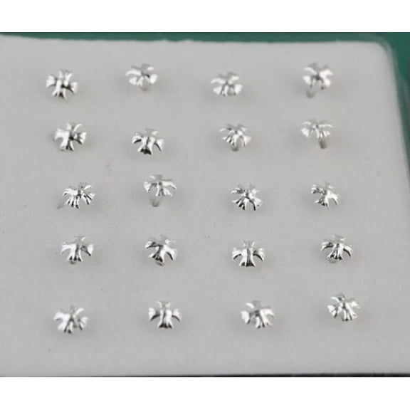 QQTDFG 925 Solid Sterling silver 20PCS Straight Flower Bar Rod Nose Stud Wholesale NEW -default