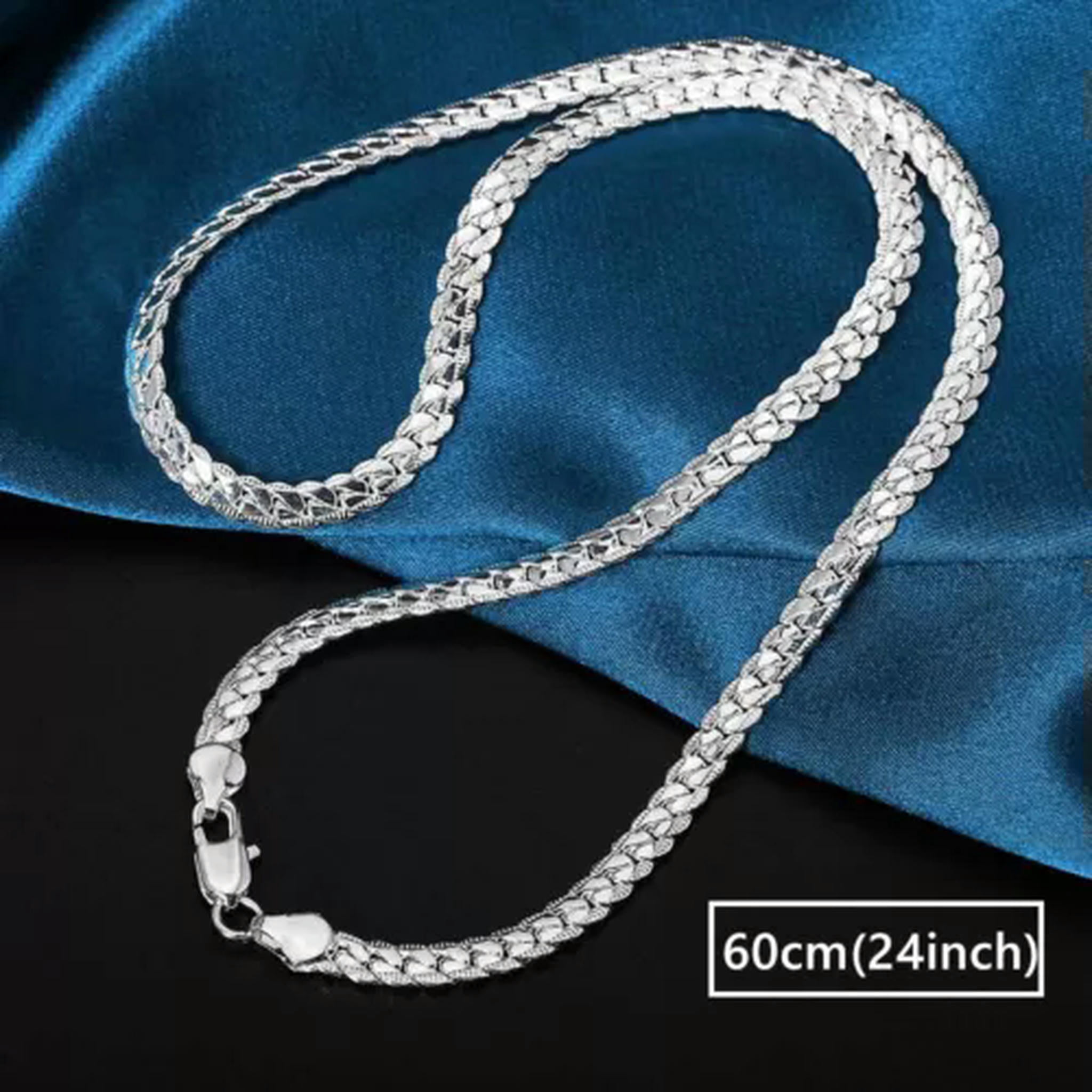 QQTDFG 925 Sterling Silver 5MM Sideways Chain Necklace For Men Women ...
