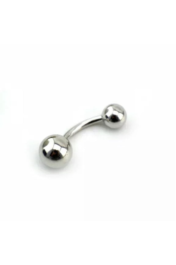 925 Sterling Silver Ball Body Piercing Belly Bar SINGLE Navel Ring A1801-Small