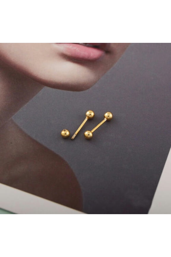 925 Sterling Silver Ball Helix Single Stud Earring Screw Back Jewelry A1916-Gold-3mm - 1 pair