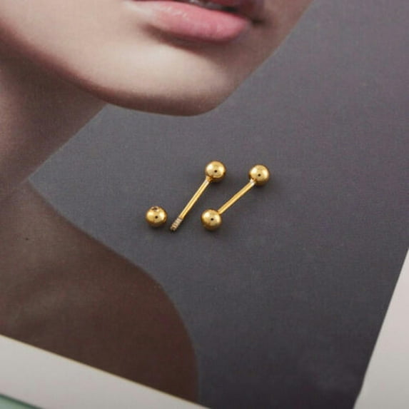 QQTDFG 925 Sterling Silver Ball Helix Single Stud Earring Screw Back Jewelry A1916-Gold-4mm - 1 pair