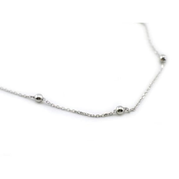 QQTDFG 925 Sterling Silver Beads Beaded Choker Short Necklace A2430-Silver
