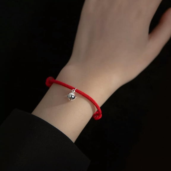 QQTDFG 925 Sterling Silver Bell Charm Red Rope Bracelet A2141-default