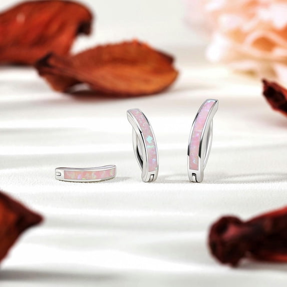 QQTDFG 925 Sterling Silver Belly Button Ring Opal Reverse Curved Barbell Navel Piercing-Pink-16G 8mm