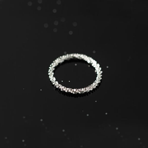 QQTDFG 925 Sterling Silver Bling Starry Soft Thin Dainty Midi Knuckle Pinkie Ring A3159-5.5-Silver