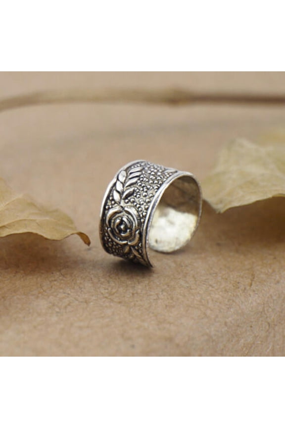 925 Sterling Silver Boho Bali Flower Ear Cuff Clip-on Single Earring A1865-1 Single Earring