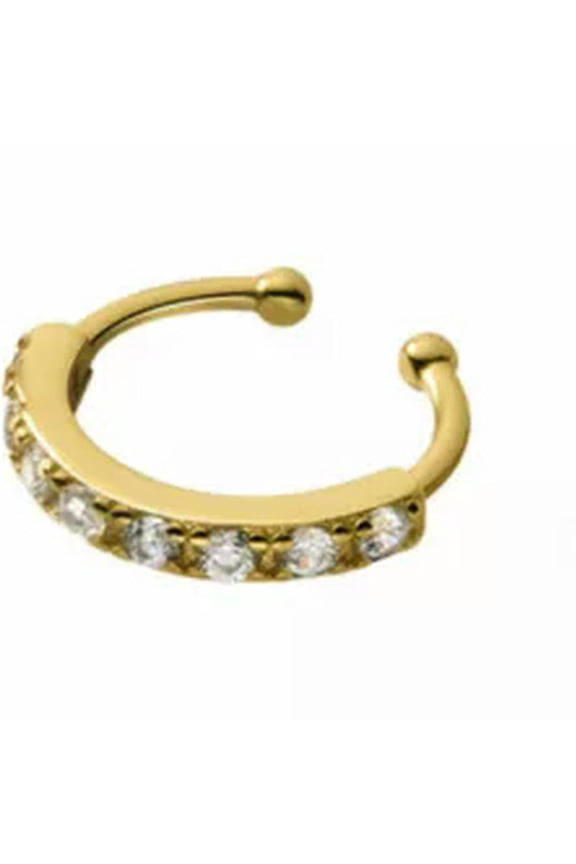 925 Sterling Silver CZ Bar Line Ear Cuff Clip-on Earring A4191-Gold - 1 single cuff