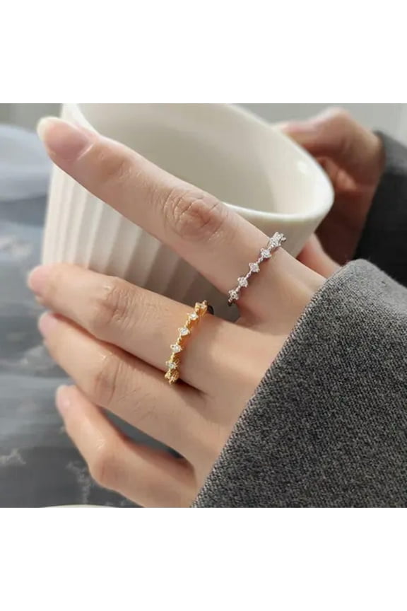 925 Sterling Silver CZ Thin Dainty Band Pinkie Ring A3472-Silver-6