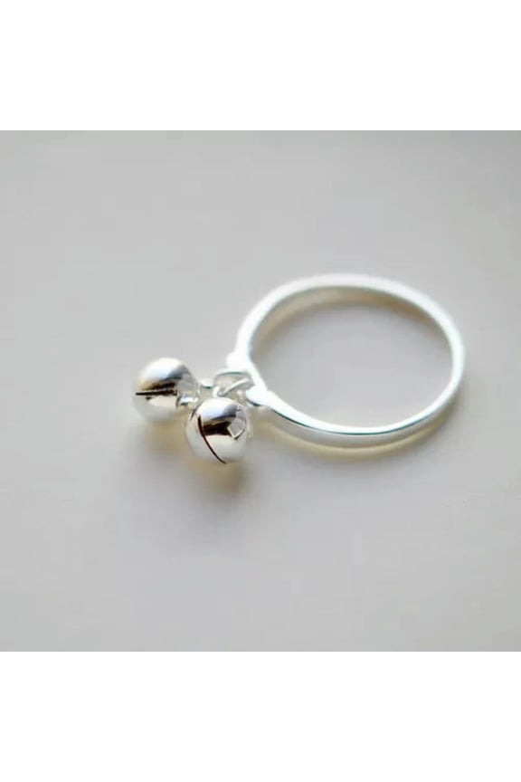 925 Sterling Silver Cute Double Balls Mini Pinkie Ring A3085-3