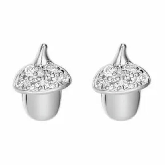 QQTDFG 925 Sterling Silver Cute Pine Cone Stud Helix Piercing Earrings A4169-Silver