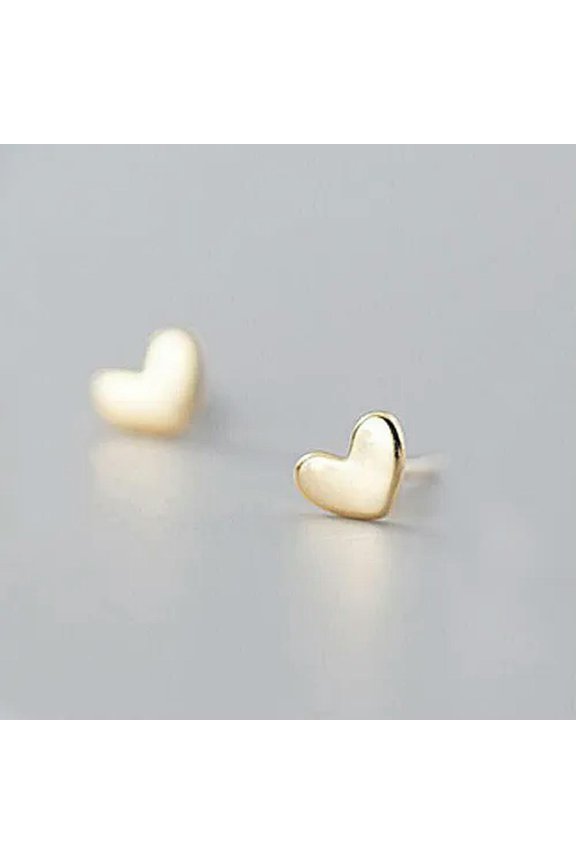 925 Sterling Silver Cute Tiny Heart Stud Earrings A1478-Gold