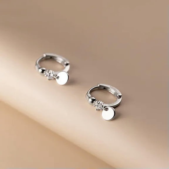 QQTDFG 925 Sterling Silver Cute Wafer CZ Small Huggie Hoop Earrings A4043-Silver