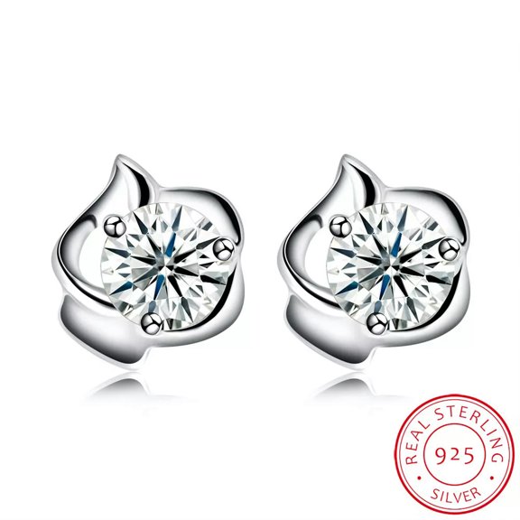 QQTDFG 925 Sterling Silver Earrings Stud AAA Zirconia Push Back Clasp L794-default