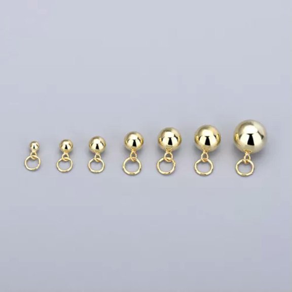 QQTDFG 925 Sterling Silver Empty Round Ball Charm DIY F1238-3 mm-1 piece-Gold