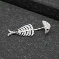 thumbnail image 1 of QQTDFG 925 Sterling Silver Fish Bone Crystal Belly Bar Button Navel Ring Piercing A4404-8mm, 1 of 8
