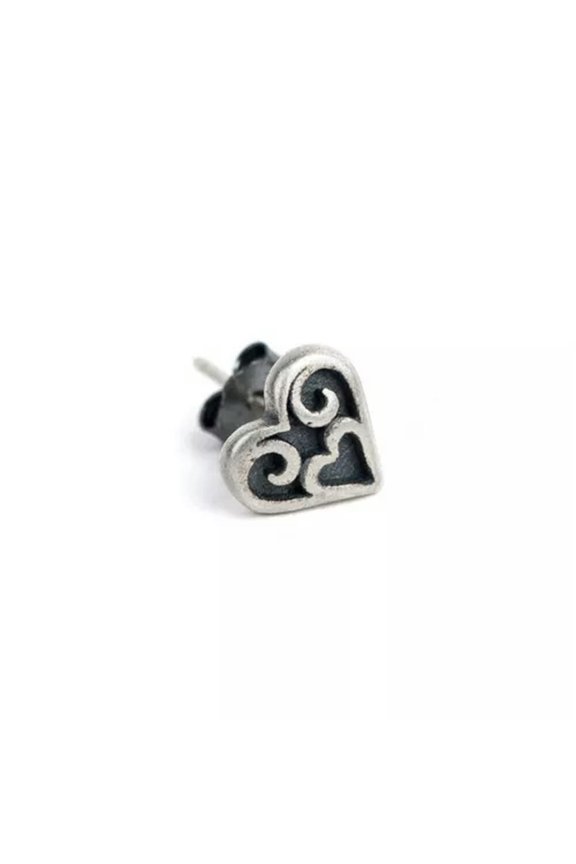 925 Sterling Silver Heart Stud Earring A4386-1 single earring
