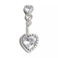 thumbnail image 1 of QQTDFG 925 Sterling Silver Hearts CZ Belly Button Navel Ring Piercing Bar Hawaii A4520-6.5mm, 1 of 9
