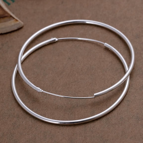 QQTDFG 925 Sterling Silver Hoop Pierced Earrings L102-default