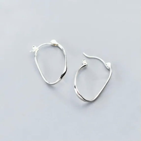 QQTDFG 925 Sterling Silver Large Hinged Huggie Hoop Oval Earrings A1852-Silver