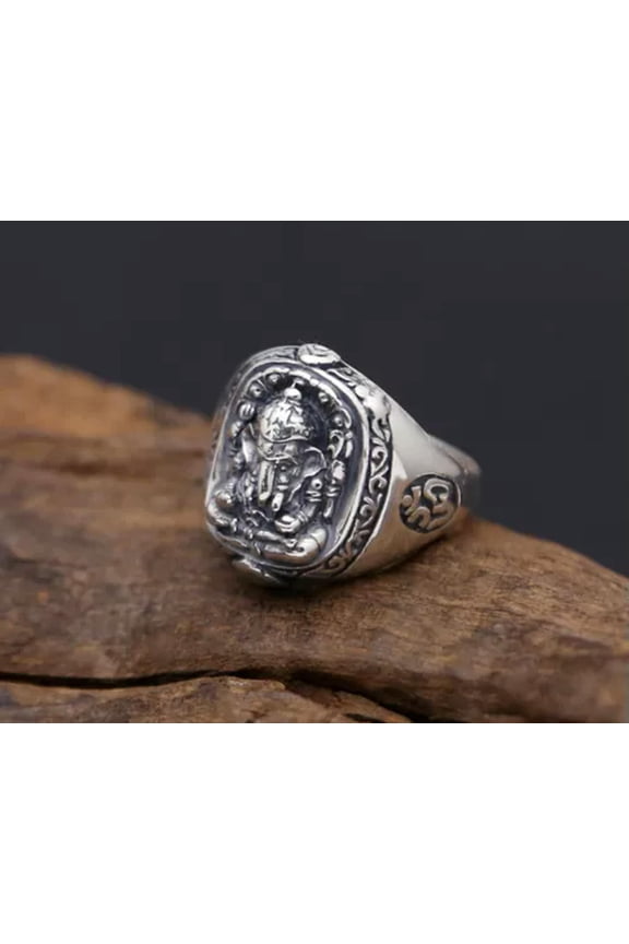 925 Sterling Silver Lord Hindu Ganesha Om Omh India Yoga Namaste Ring A3575-11