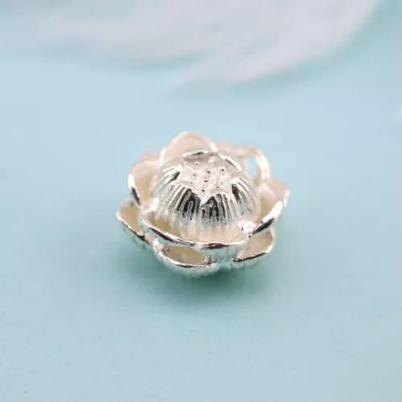 QQTDFG 925 Sterling Silver Lotus Flower Spacer Charm Bead DIY A2001-11mm (1.4mm)-3 pieces