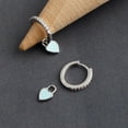 thumbnail image 1 of QQTDFG 925 Sterling Silver Macaron-color Heart Cz Huggie Hoop Drop Earrings F1149-G - Silver with Blue Heart, 1 of 2