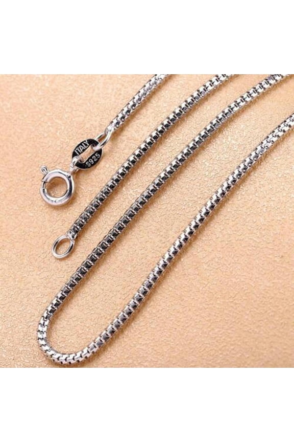 925 Sterling Silver Men Women Popcorn Mirror Link 1.6mm Chain Necklace A2737-20" - 50cm