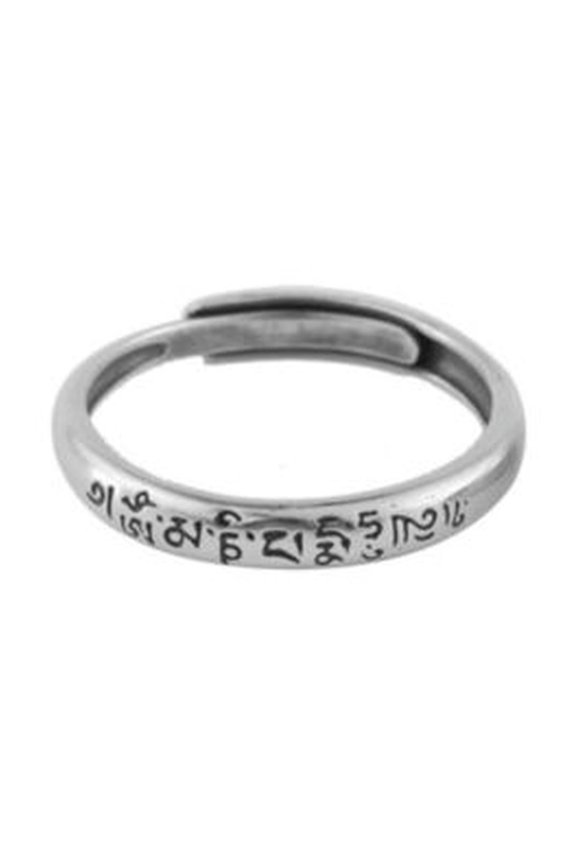 925 Sterling Silver Om Mani Padme Hum Adjustable Thin Band Ring A3549-8-Narrow