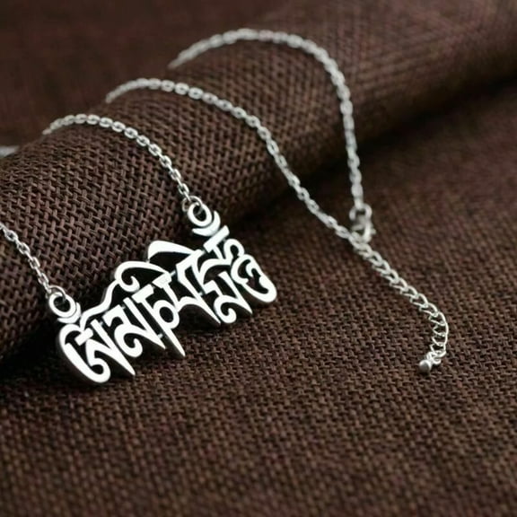 QQTDFG 925 Sterling Silver Om Mani Padme Hum Pendant Necklace A2373-default