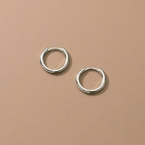 QQTDFG 925 Sterling Silver Plain Thin Round Huggie Hoop Earrings A4272-Silver-10 mm