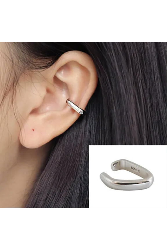 925 Sterling Silver Simple Ear Cuff SINGLE Earring Men Women A1708-Silver - 1 single earring